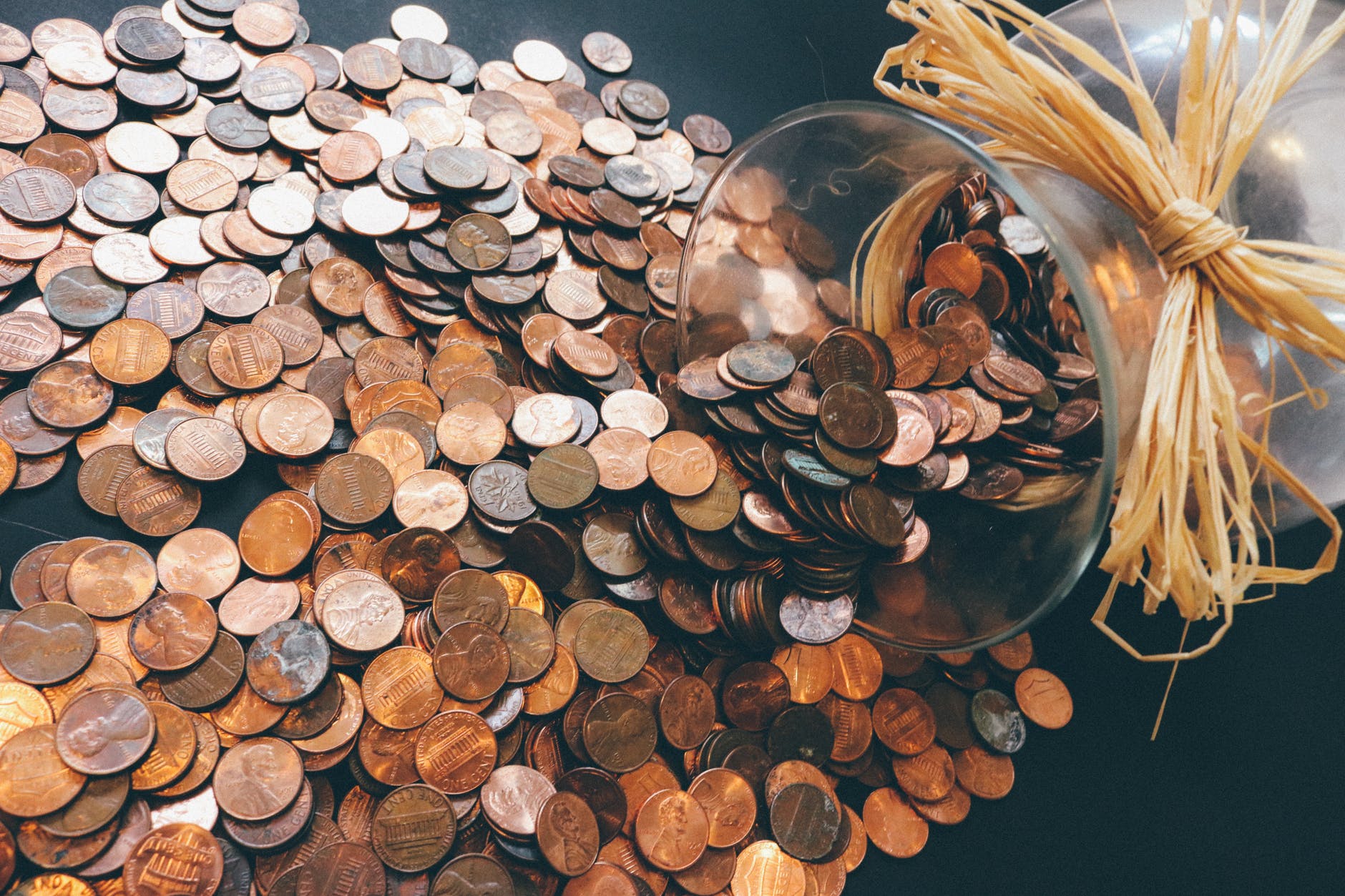  A fallen over jar full of coins